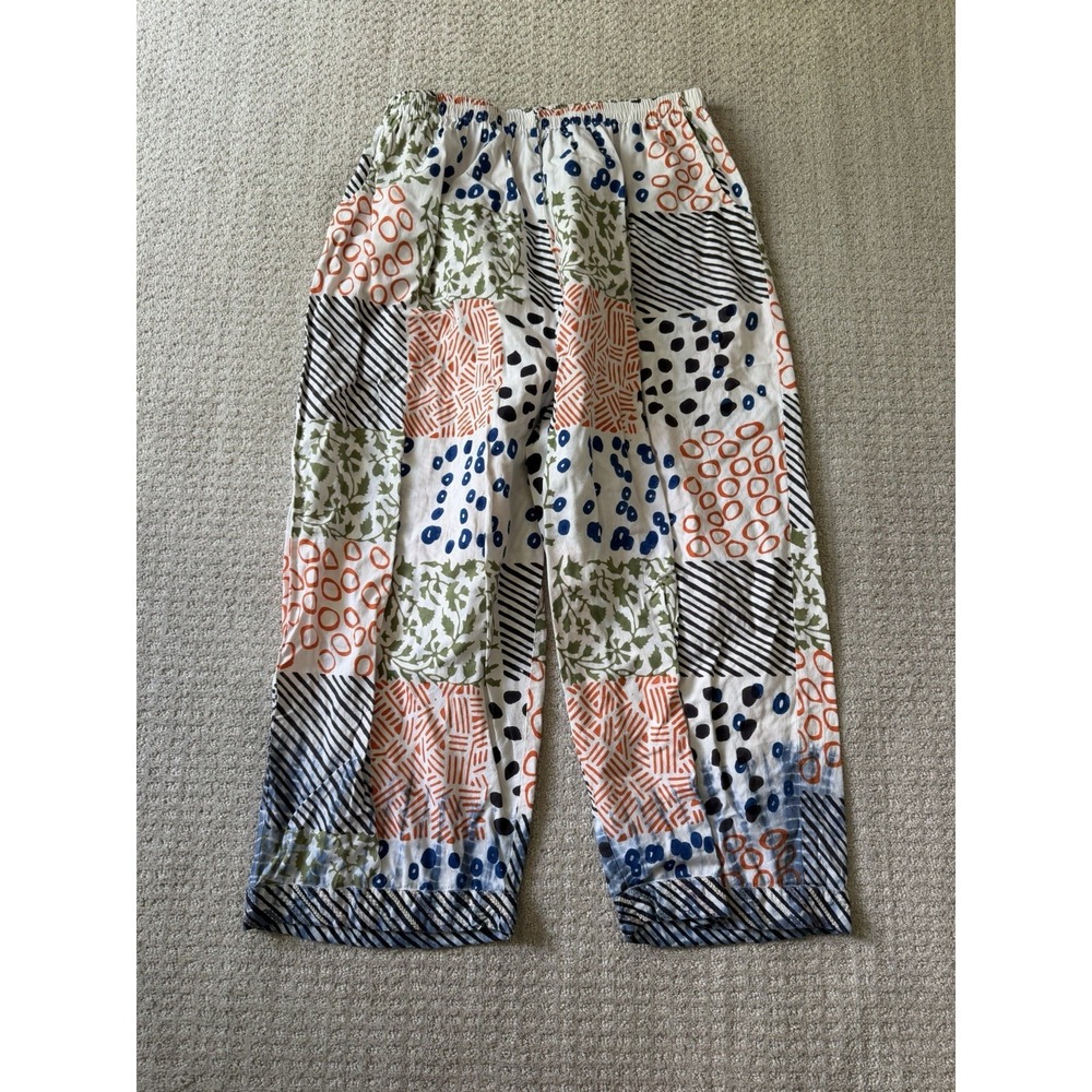 Marketplace Handwork by India Wide Leg Cotton Pants Womens 2W Resort Artisan